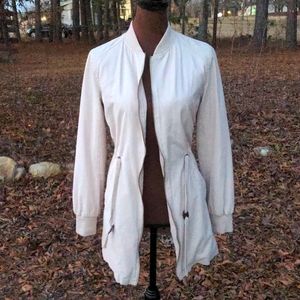 Forever 21 Lightweight Utility Jacket Front Zip Close and Drawstring Waist Khaki